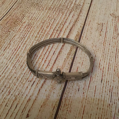 Tribal Silver Bracelet with Screw Clasp
