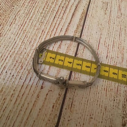 Tribal Silver Bracelet with Screw Clasp