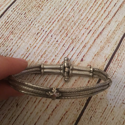 Tribal Silver Bracelet with Screw Clasp