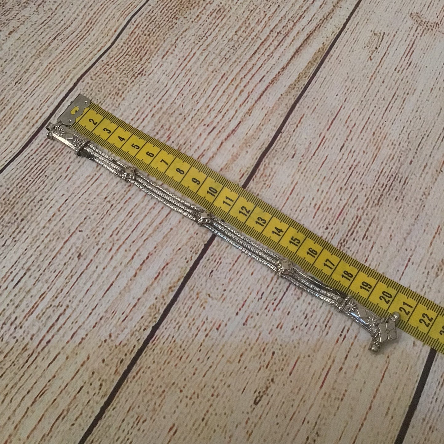 Tribal Silver Bracelet with Screw Clasp