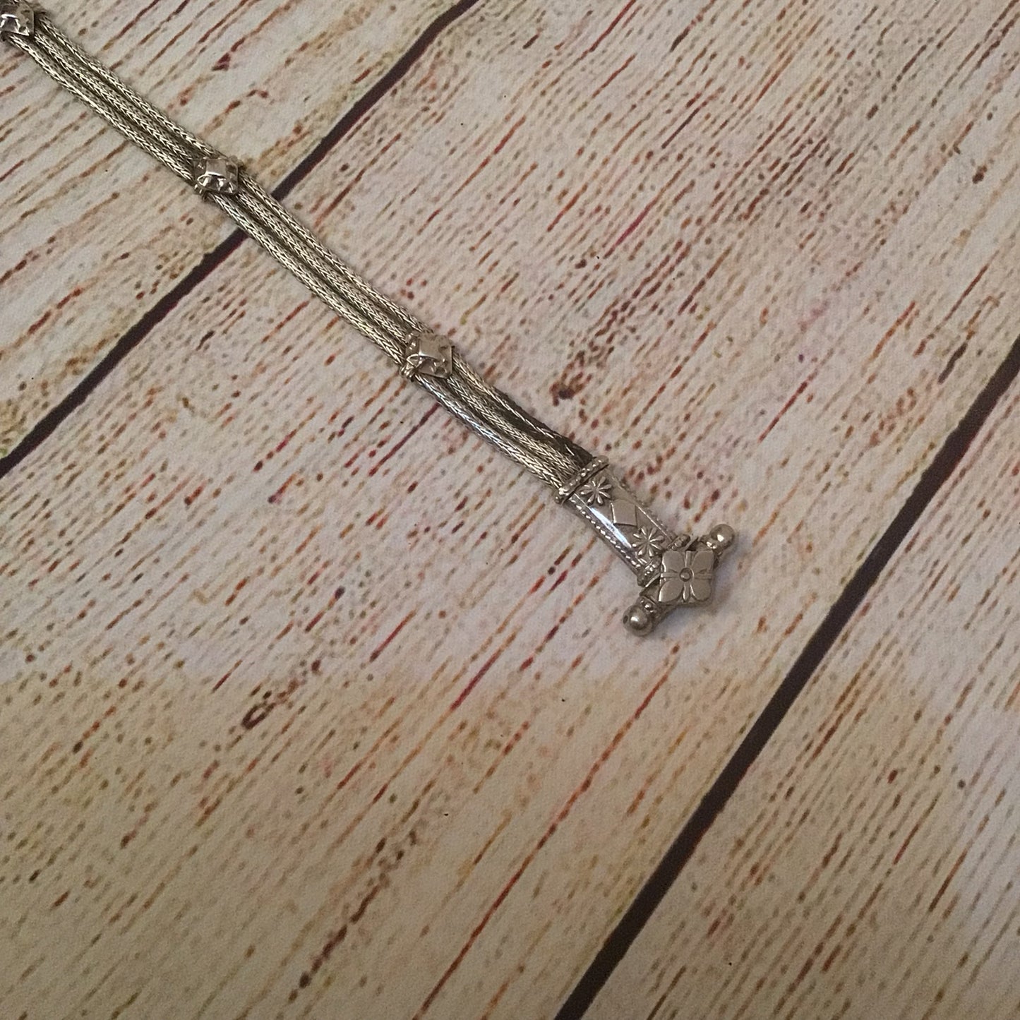 Tribal Silver Bracelet with Screw Clasp