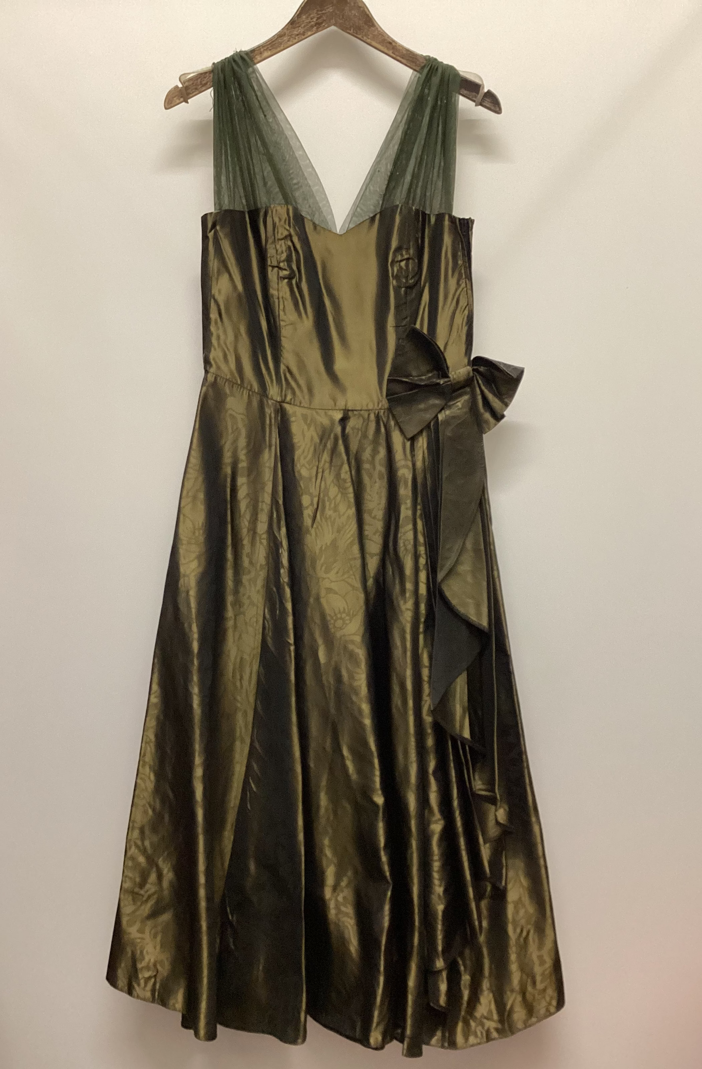 Vintage Laura Ashley Green Gold Dress Size 14