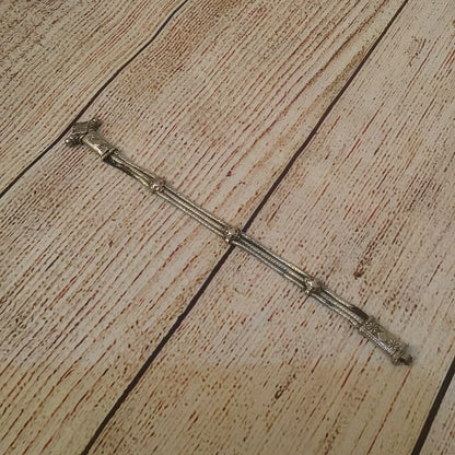 Tribal Silver Bracelet with Screw Clasp