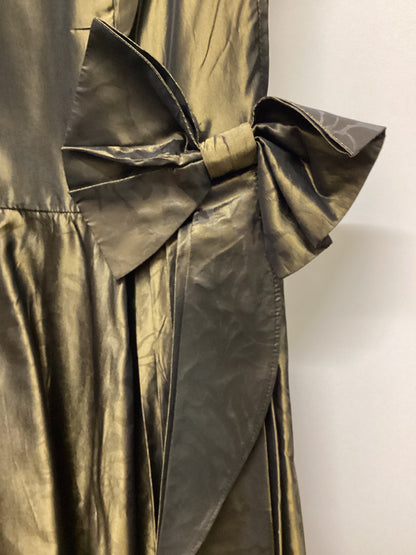 Vintage Laura Ashley Green Gold Dress Size 14