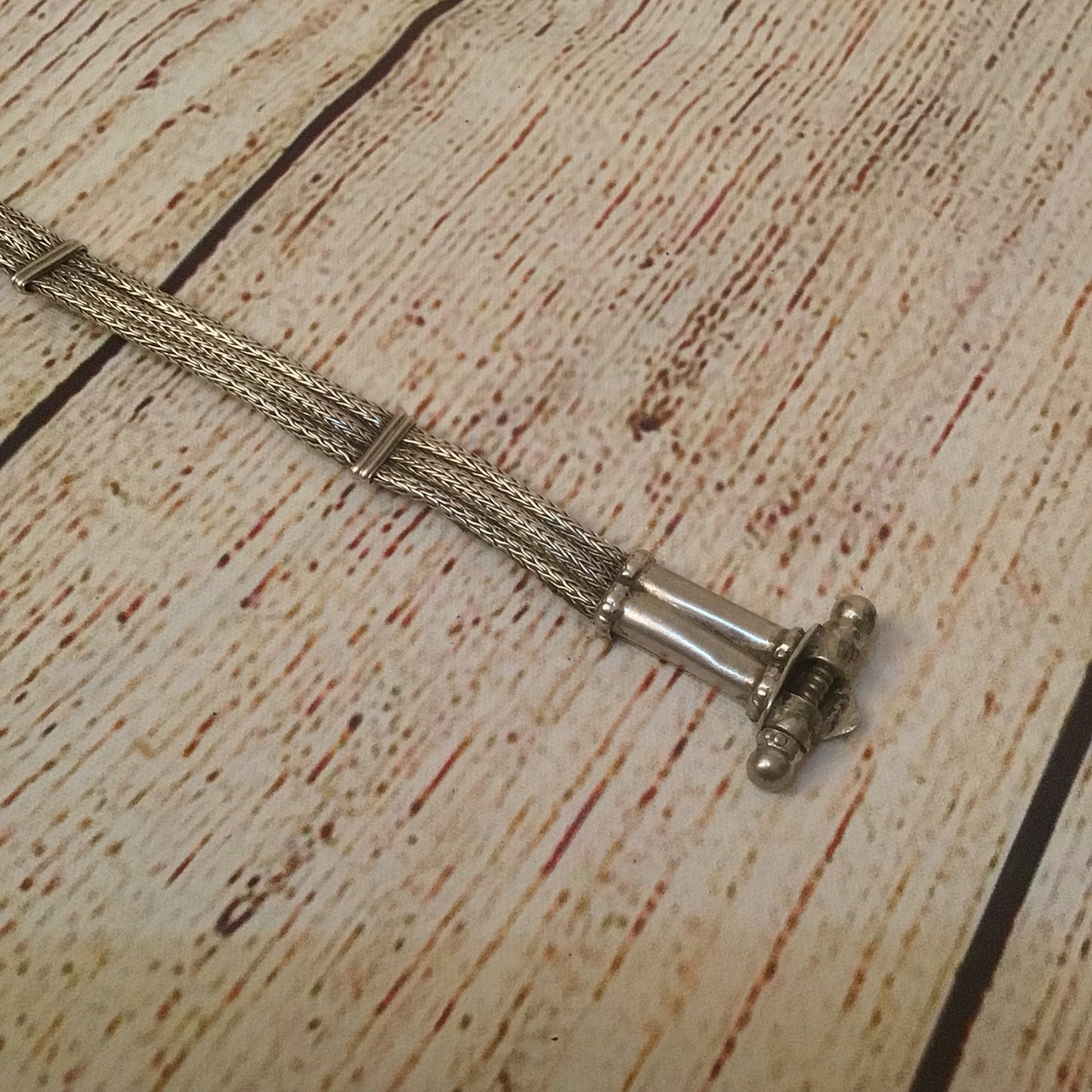 Tribal Silver Bracelet with Screw Clasp