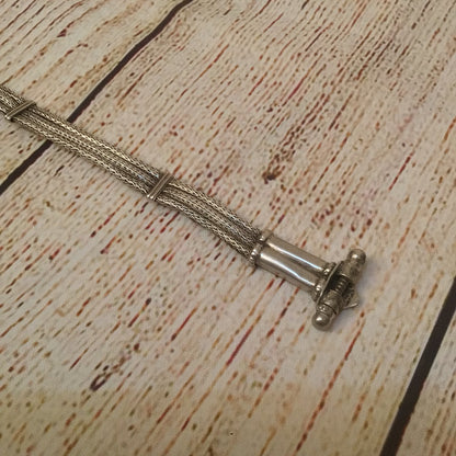 Tribal Silver Bracelet with Screw Clasp