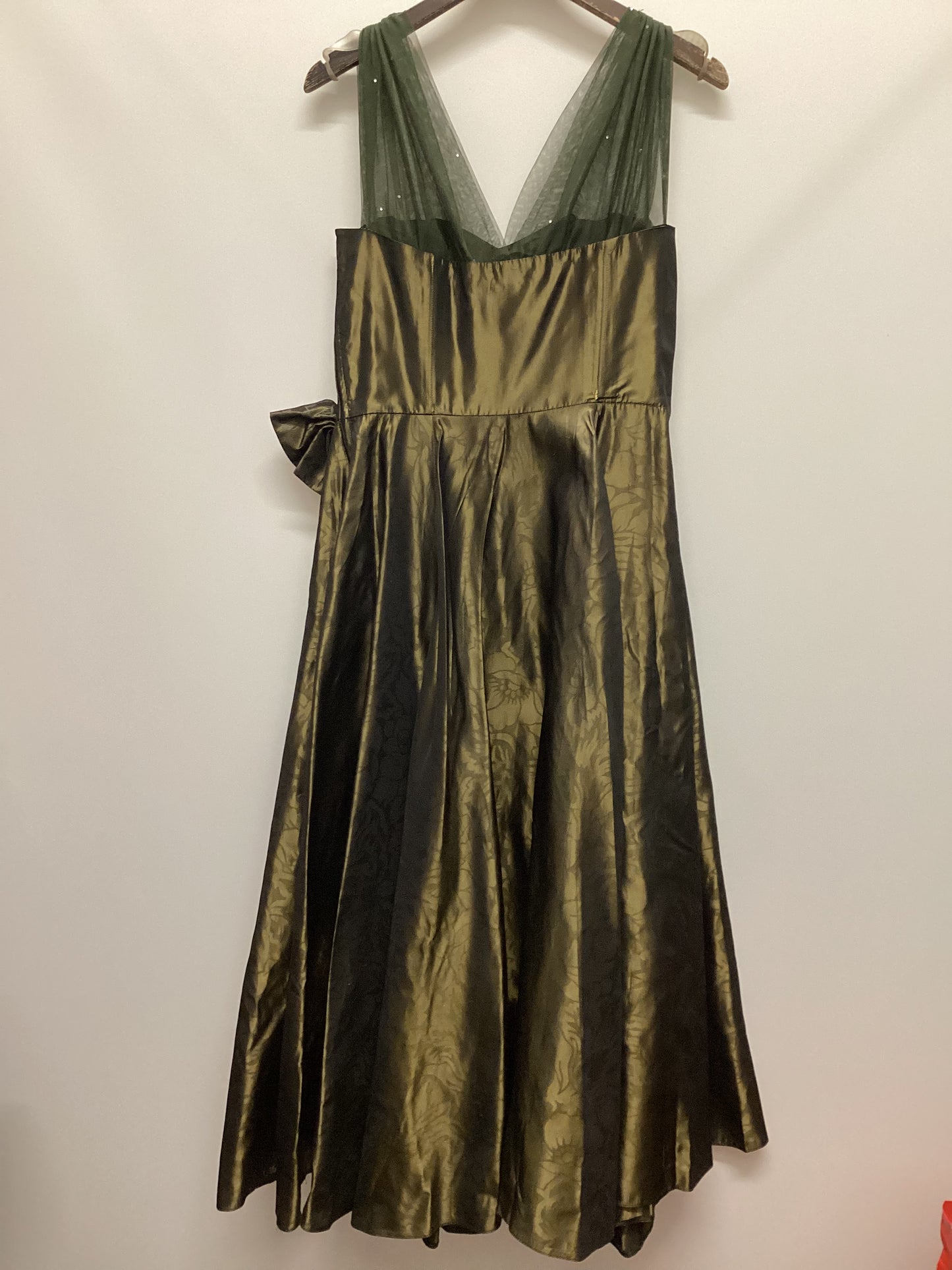 Vintage Laura Ashley Green Gold Dress Size 14