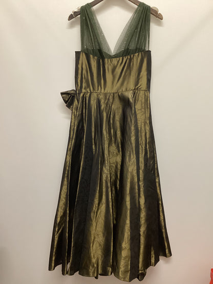 Vintage Laura Ashley Green Gold Dress Size 14