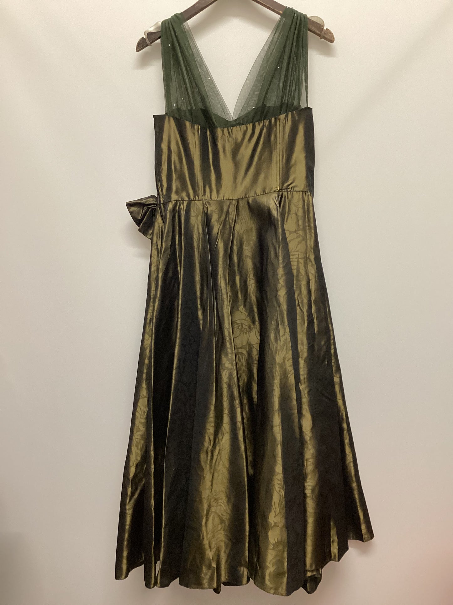 Vintage Laura Ashley Green Gold Dress Size 14