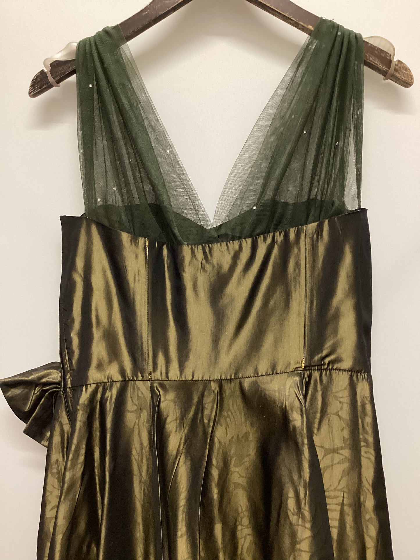 Vintage Laura Ashley Green Gold Dress Size 14