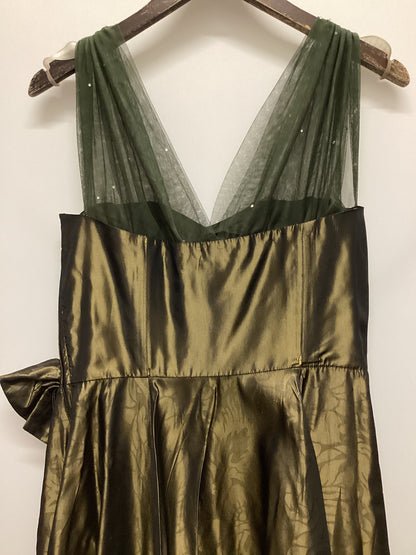Vintage Laura Ashley Green Gold Dress Size 14