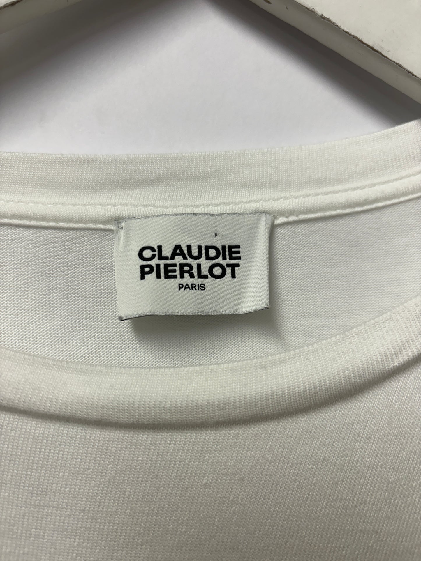 Claudie Pierlot White and Green Striped Long Sleeve Top