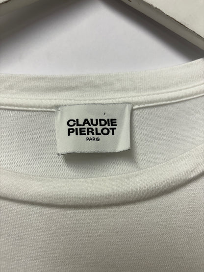 Claudie Pierlot White and Green Striped Long Sleeve Top