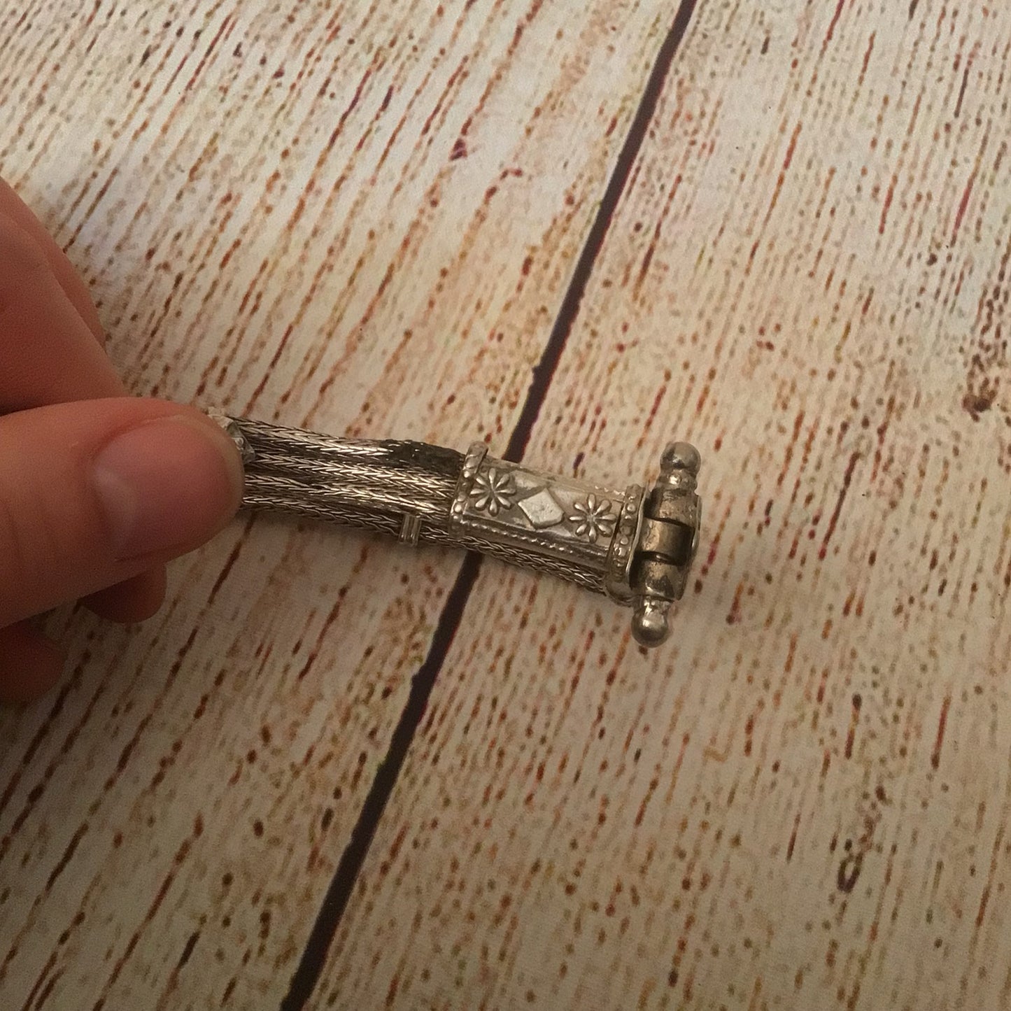 Tribal Silver Bracelet with Screw Clasp