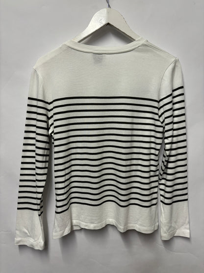 Claudie Pierlot White and Green Striped Long Sleeve Top