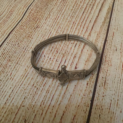 Tribal Silver Bracelet with Screw Clasp