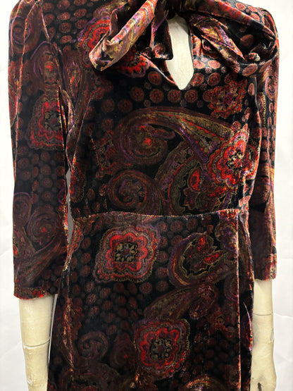 Claudie Pierlot Multicoloured Velvet Paisley Mid Length Dress 10