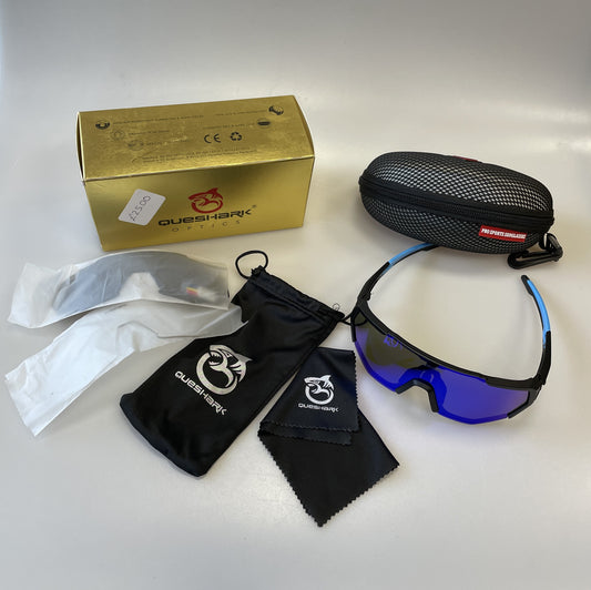 Queshark Optics New in Box Wraparound Sports Sunglasses with Multiple Lenses