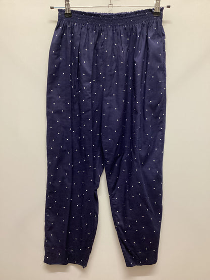 Vintage Laura Ashley 100% Cotton Blue Polka Dot Crop Trousers Size L