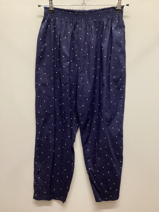Vintage Laura Ashley 100% Cotton Blue Polka Dot Crop Trousers Size L