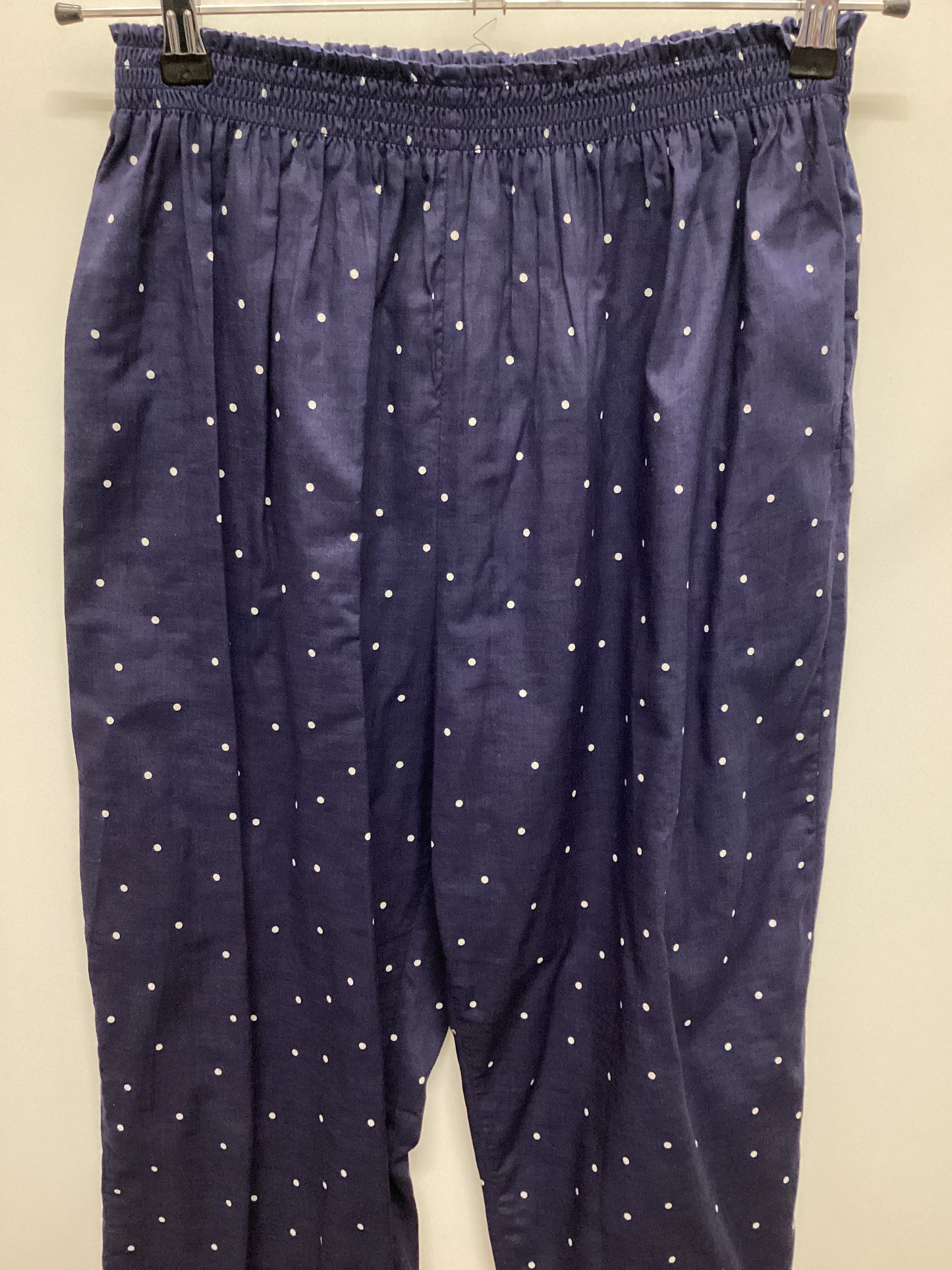 Vintage Laura Ashley 100% Cotton Blue Polka Dot Crop Trousers Size L