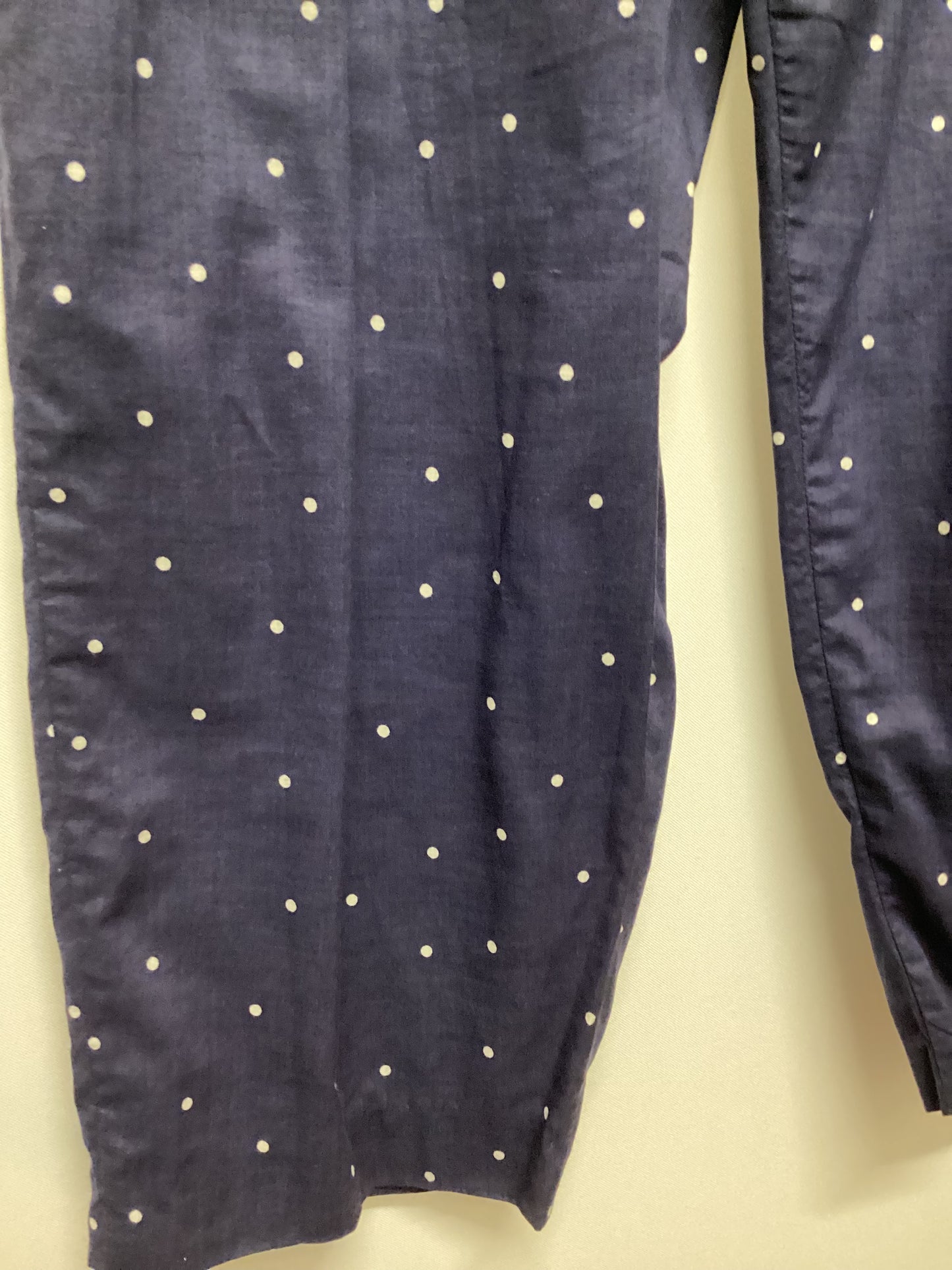 Vintage Laura Ashley 100% Cotton Blue Polka Dot Crop Trousers Size L