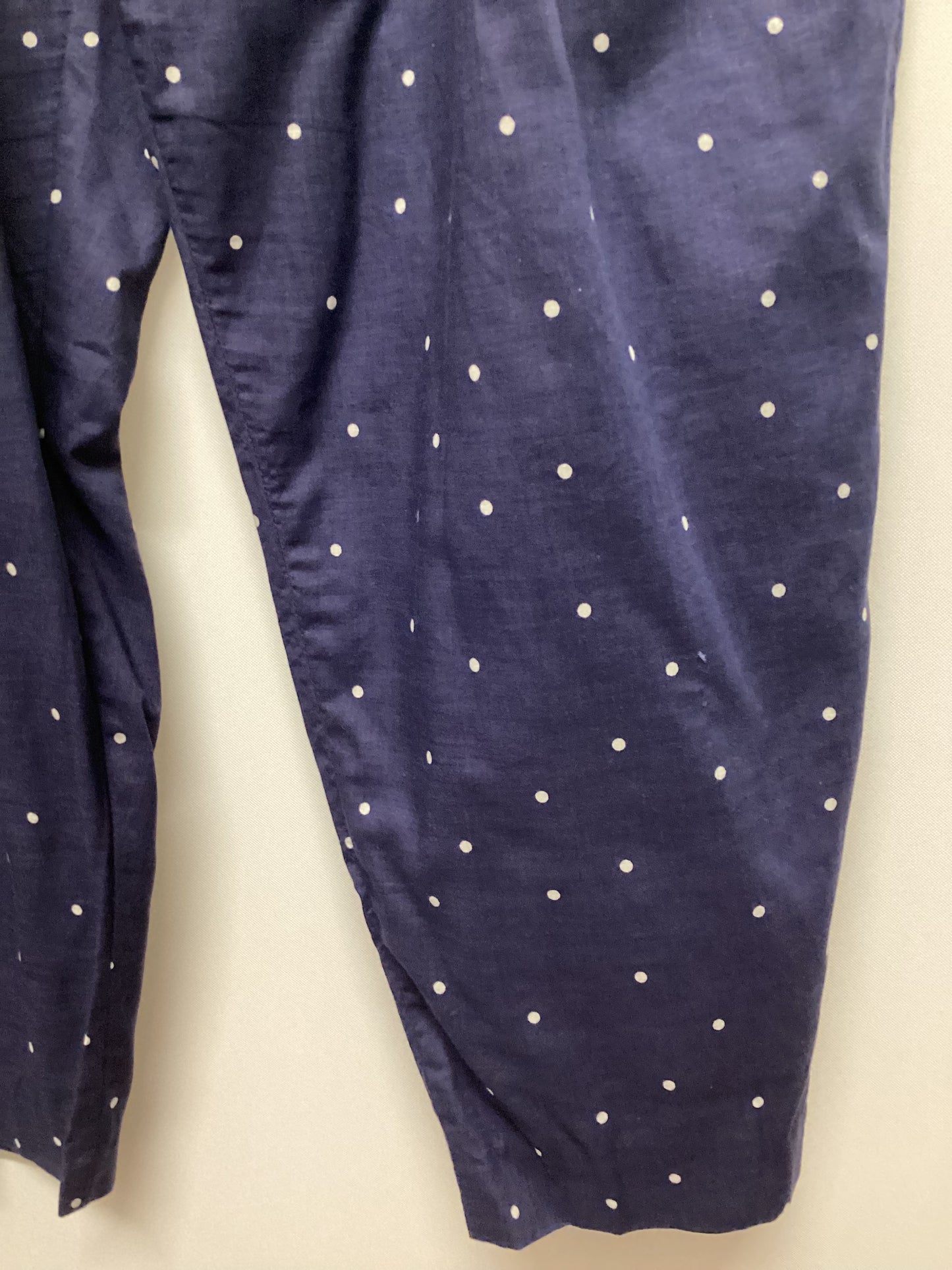 Vintage Laura Ashley 100% Cotton Blue Polka Dot Crop Trousers Size L