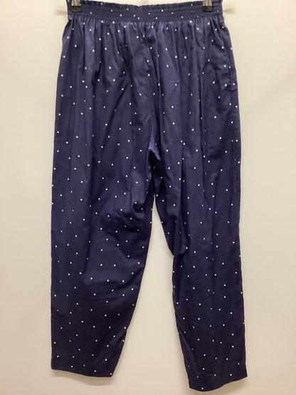 Vintage Laura Ashley 100% Cotton Blue Polka Dot Crop Trousers Size L