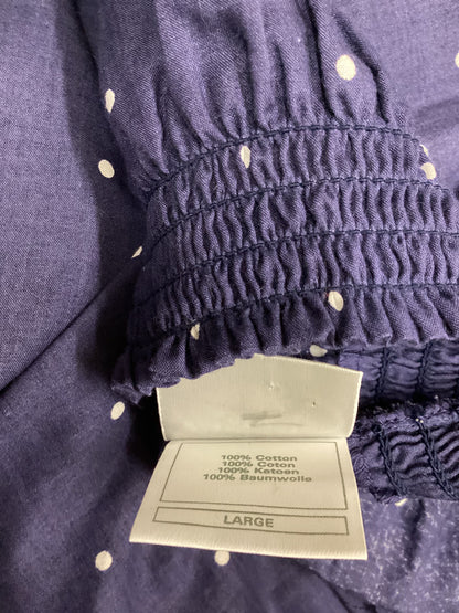 Vintage Laura Ashley 100% Cotton Blue Polka Dot Crop Trousers Size L