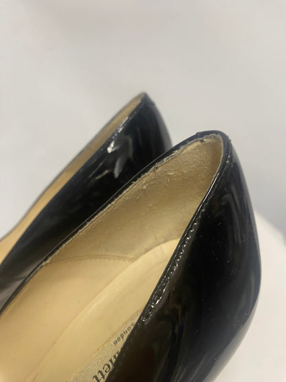 L K Bennett Black Patent Peep To Stiletto Heel 8/41