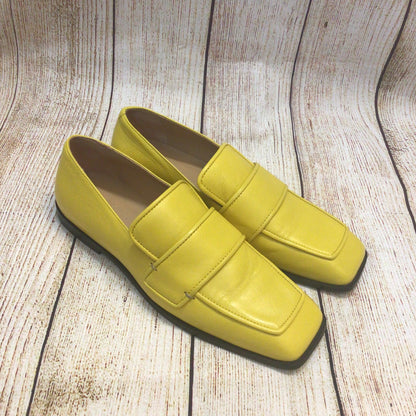 Cos Yellow Square-Toe Leather Loafers Size 40 EU 6.5 UK