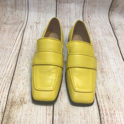 Cos Yellow Square-Toe Leather Loafers Size 40 EU 6.5 UK