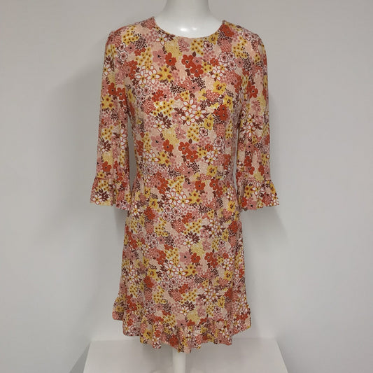 BNWT Nobody's Child Orange Yellow Floral Print Dress Size 10