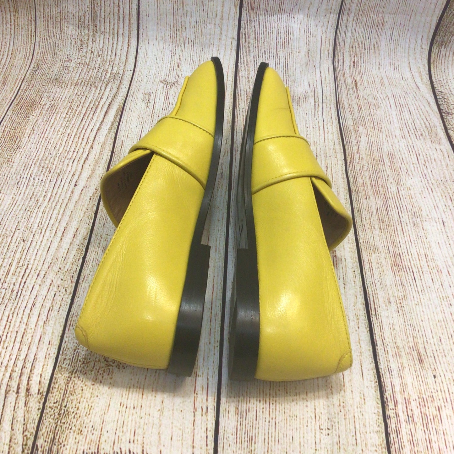 Cos Yellow Square-Toe Leather Loafers Size 40 EU 6.5 UK