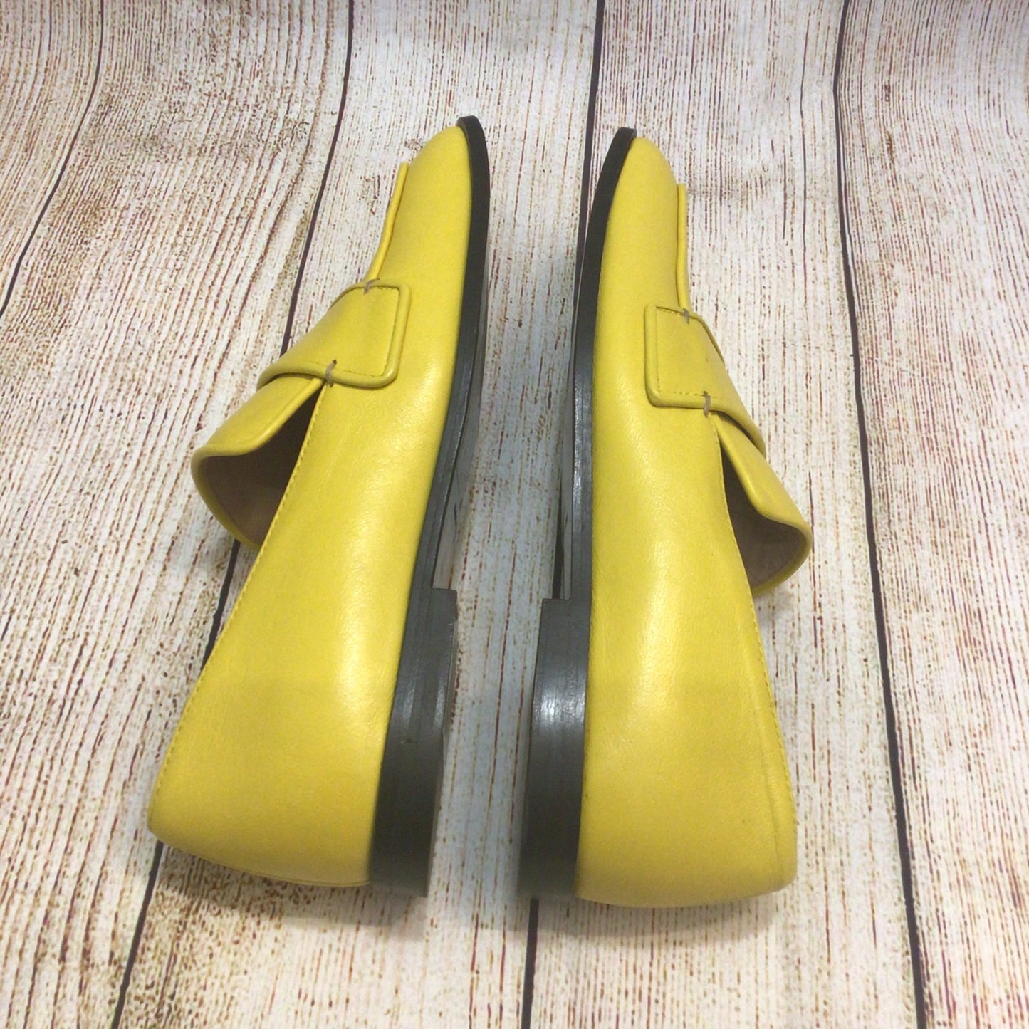 Cos Yellow Square-Toe Leather Loafers Size 40 EU 6.5 UK