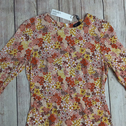 BNWT Nobody's Child Orange Yellow Floral Print Dress Size 10