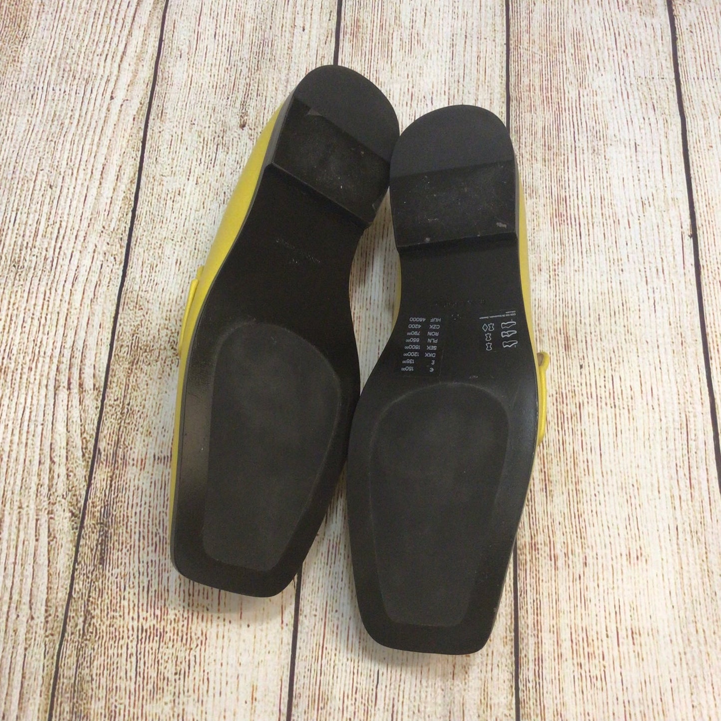 Cos Yellow Square-Toe Leather Loafers Size 40 EU 6.5 UK