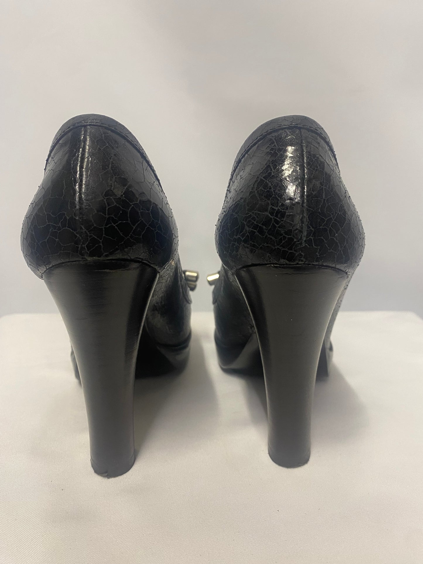 Sportmax Black Cracked Leather Heels 4/37