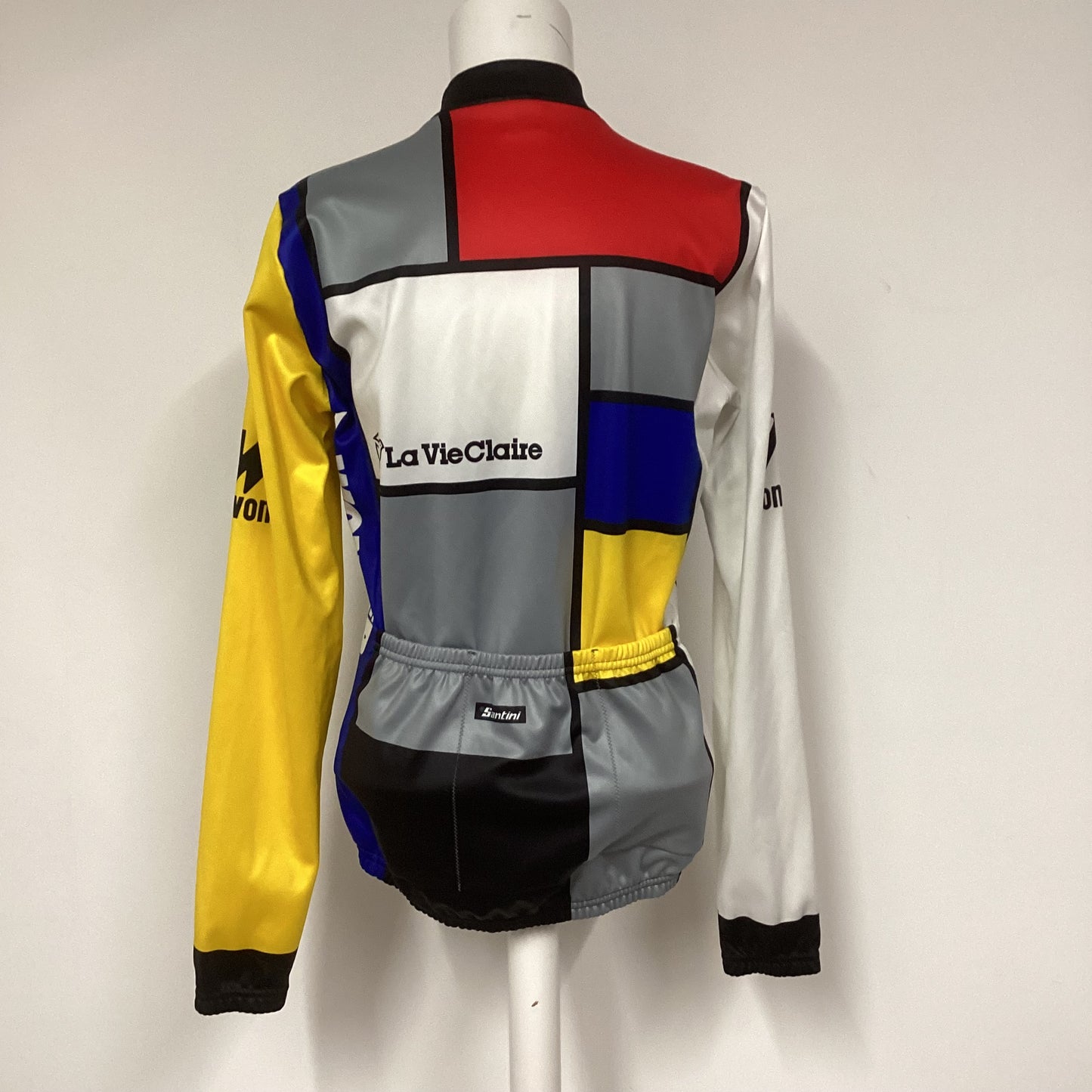 Santini Red Blue White Mondrian La Vie Claire Cycling Top Size M