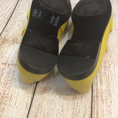 Cos Yellow Square-Toe Leather Loafers Size 40 EU 6.5 UK