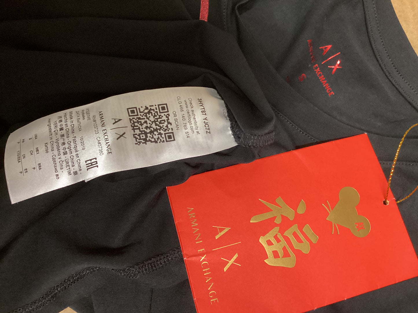 BNWT AX Armani Exchange Black and Red Year of the Rat T-Shirt Size S