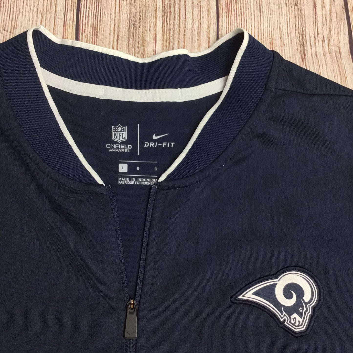 Nike Blue Dri-Fit NFL LA Rams Full Zip On Field Top Size L