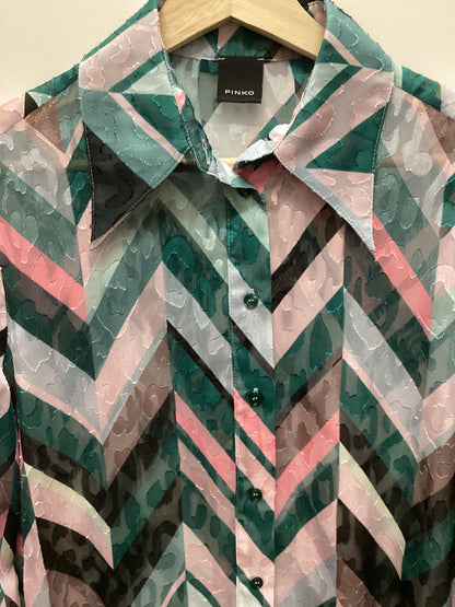 Pinko Green and Pink Sheer Shirt Size 10
