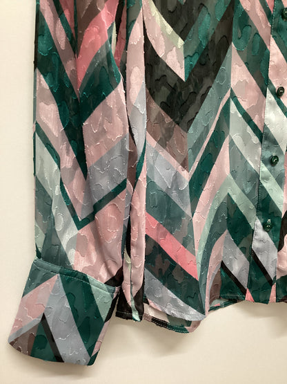 Pinko Green and Pink Sheer Shirt Size 10