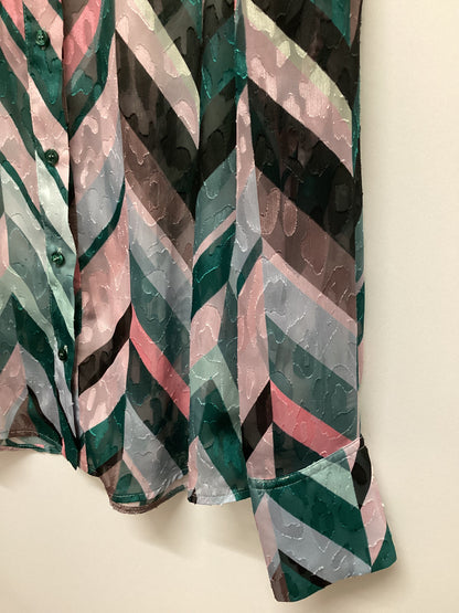 Pinko Green and Pink Sheer Shirt Size 10