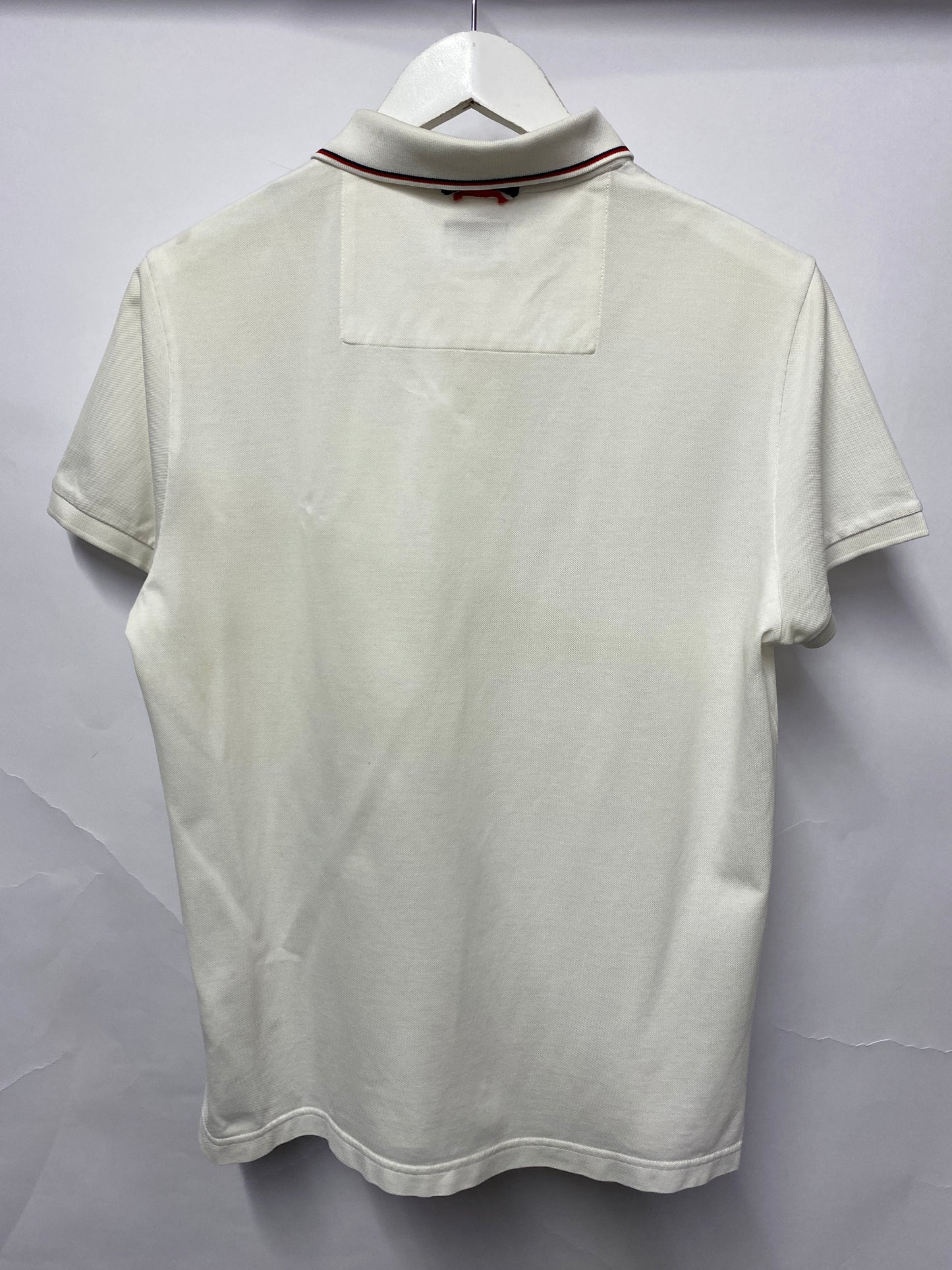 Moncler Off White Short Sleeved Cotton Polo Shirt Small
