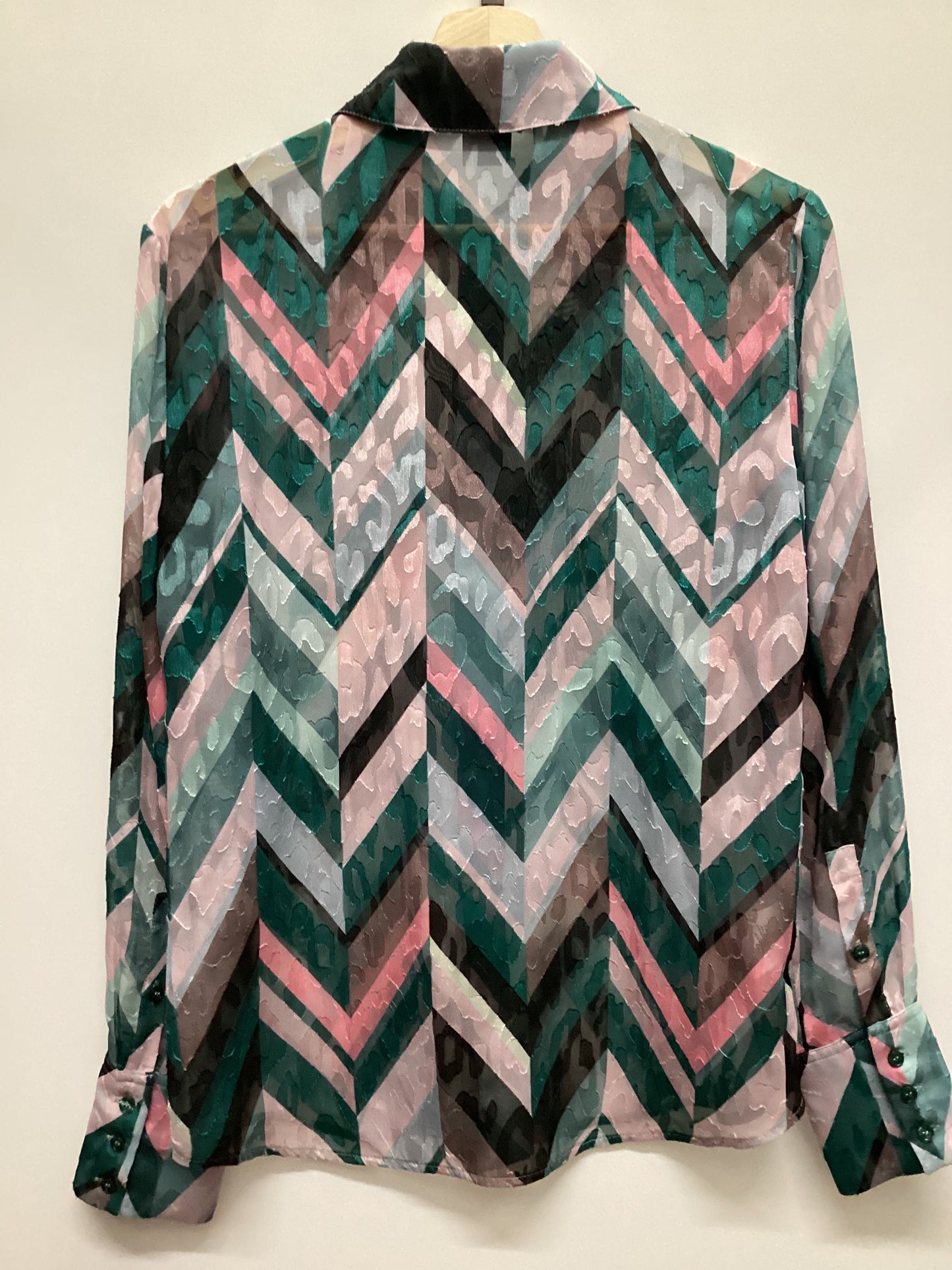 Pinko Green and Pink Sheer Shirt Size 10