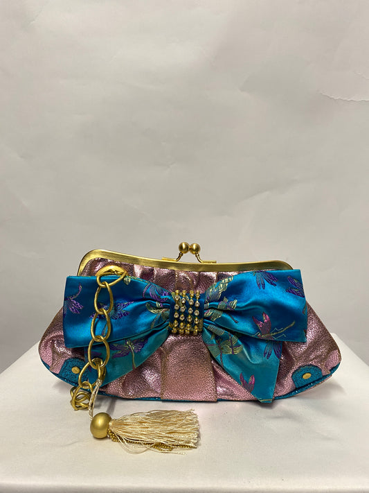Lollipops Pink and Blue Decorative Clutch Bag with Clasp