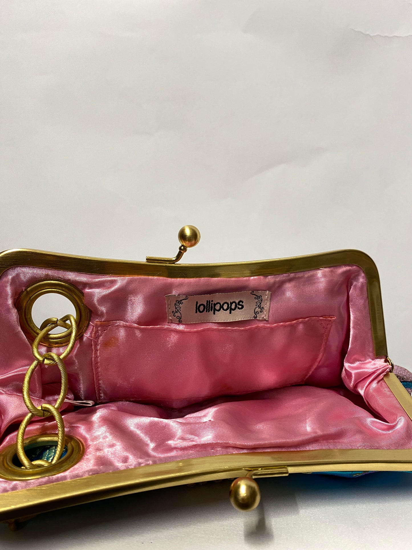 Lollipops Pink and Blue Decorative Clutch Bag with Clasp