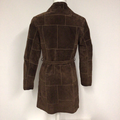 Wilson's Leather Maxima Brown Suede Patch Trench Coat w/Belt Size XS